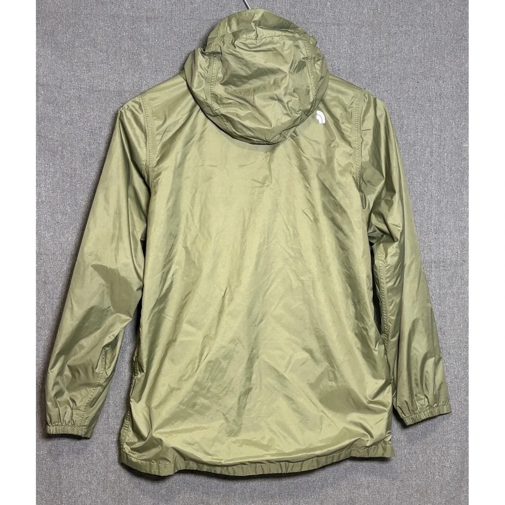 The North Face Girls Olive Green Pink Mesh Lined Hooded Rain Jacket Size L 14/16